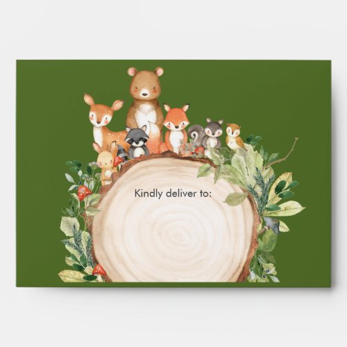 Rustic Woodland Animals Baby Shower Birthday Envel Envelope