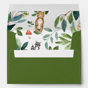 Rustic Woodland Animals Baby Shower Birthday Envelope