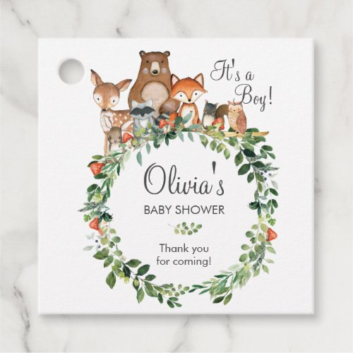 Rustic Woodland Animals Baby Shower Boy Thank You Favor Tags