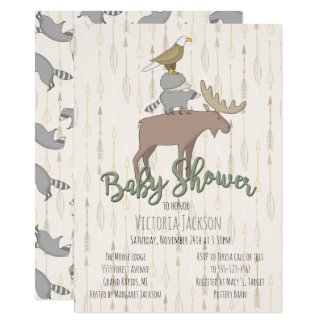 Rustic Woodland Animals Baby Shower Card