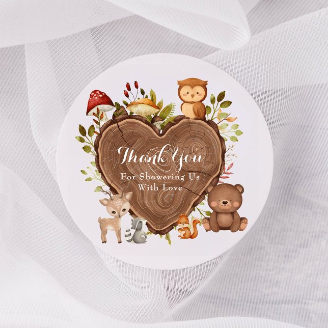  rustic Woodland Animals Baby Shower  Classic Round Sticker (Creator Uploaded)