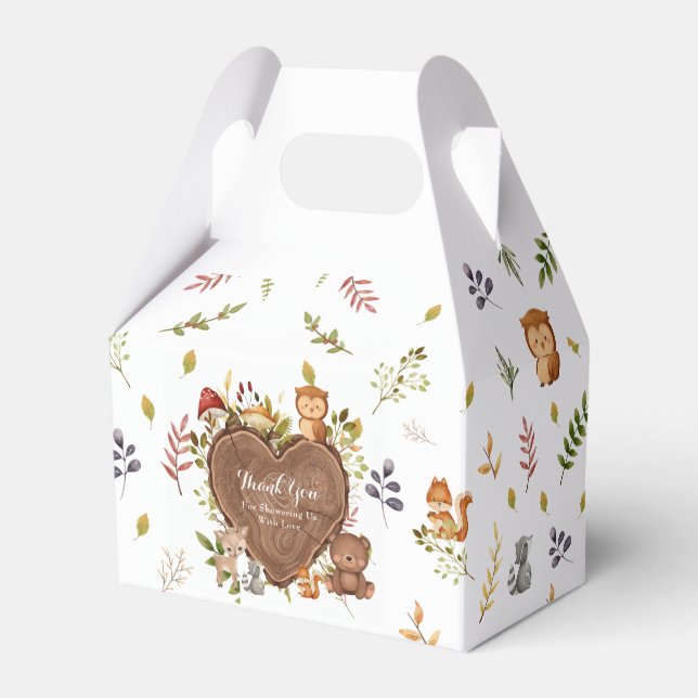  rustic Woodland Animals Baby Shower  Favor Boxes (Front Side)