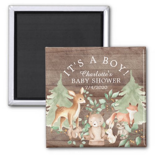 Rustic Woodland Animals Baby Shower Favor Magnet