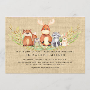 Rustic Woodland Animals Baby Shower Invitation