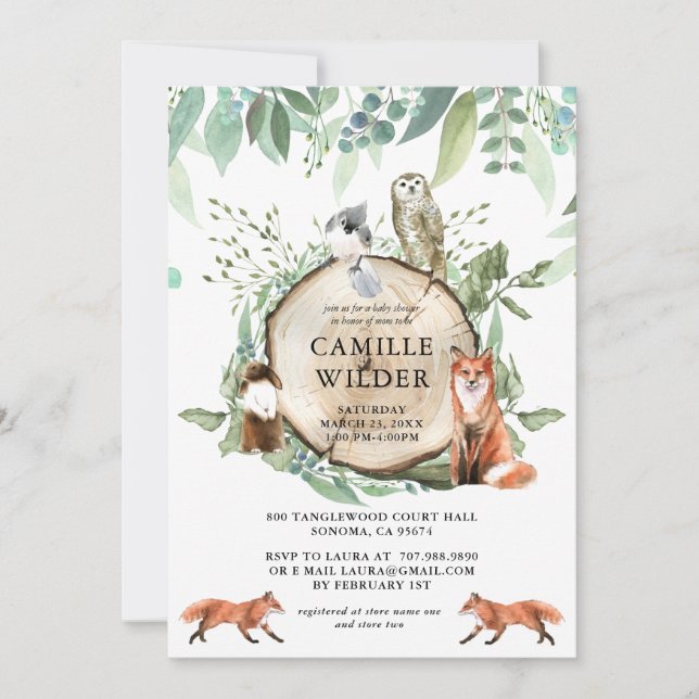 Rustic Woodland Animals Baby Shower  Invitation (Front)