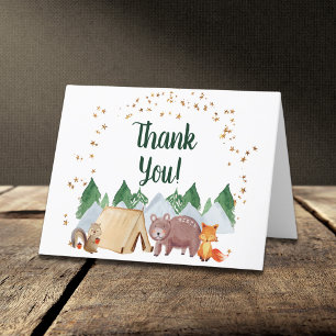 Rustic Woodland Animals Baby Shower Letterpress Thank You Card