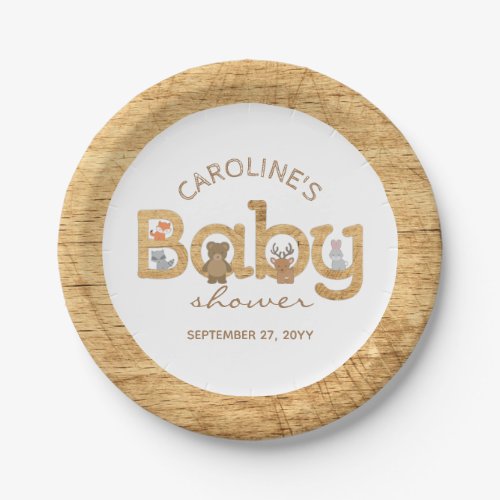 Rustic Woodland Animals Baby Shower Paper Plates