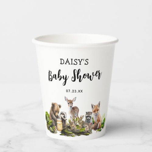 Rustic Woodland Animals Baby Shower Party Paper Cups