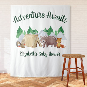 Rustic Woodland Animals Baby Shower Tapestry