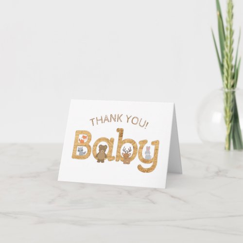 Rustic Woodland Animals Baby Shower Thank You Card