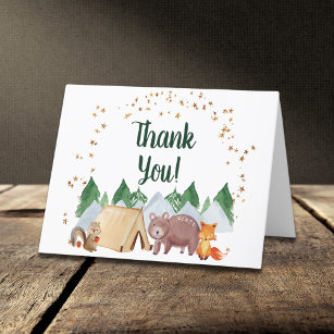 Rustic Woodland Animals Baby Shower Thank You Card