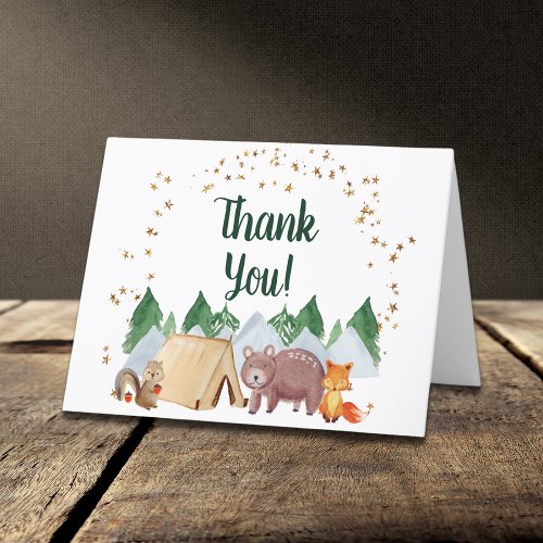 Rustic Woodland Animals Baby Shower Thank You Card