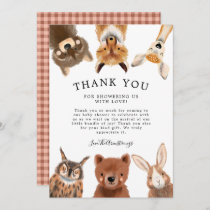 Rustic Woodland Animals Baby Shower   Thank You Card