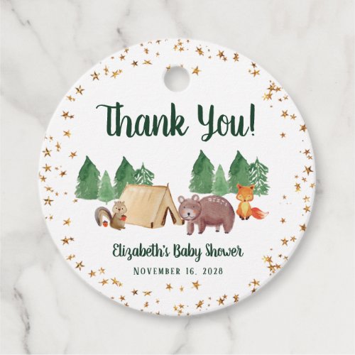 Rustic Woodland Animals Baby Shower Thank You Favor Tags