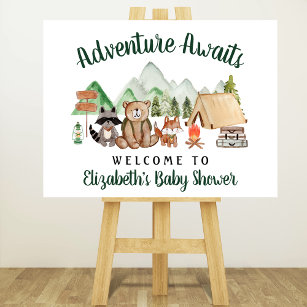 Rustic Woodland Animals Baby Shower Welcome Foam Board