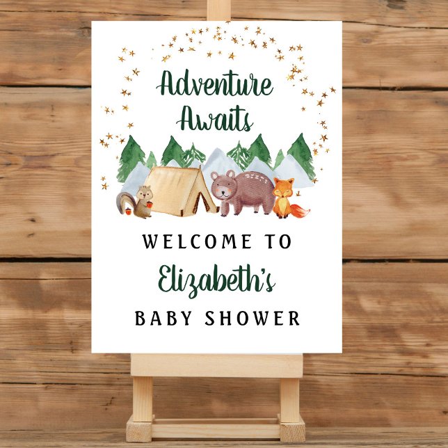 Rustic Woodland Animals Baby Shower Welcome Foam Board (Creator Uploaded)