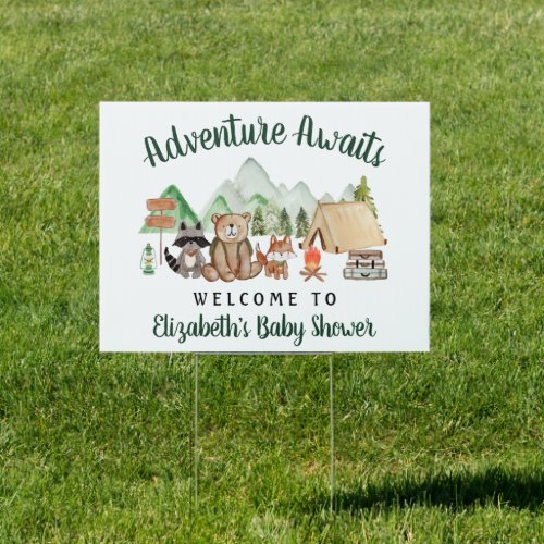 Rustic Woodland Animals Baby Shower Welcome Sign