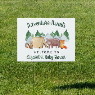 Rustic Woodland Animals Baby Shower Welcome Sign