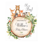 Rustic Woodland Animals Baby Shower Welcome Sign