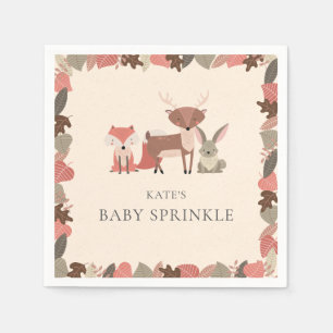 Rustic Woodland Animals Baby Sprinkle Shower Napkins