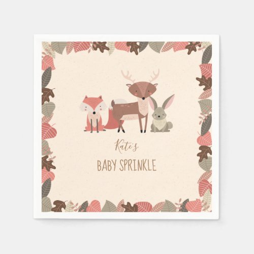 Rustic Woodland Animals Baby Sprinkle  Shower Napkins