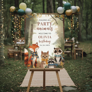 Rustic Woodland Animals Birthday Welcome Foam Board