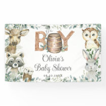 Rustic Woodland Animals Boy Baby Shower Backdrop Banner