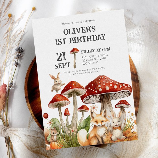 Rustic Woodland Animals Boys 1st Birthday Invitation (Creator Uploaded)