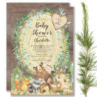 Rustic Woodland Animals Boys Baby Shower Invitation