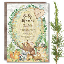 Rustic Woodland Animals Boys Baby Shower Invitation