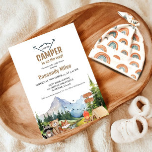 Rustic Woodland Animals Camper Baby Shower Invitation