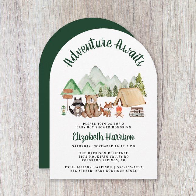 Rustic Woodland Animals Camping Baby Shower Invitation (Creator Uploaded)