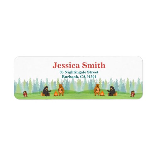 Rustic Woodland Animals Camping Baby Shower  Napki Label