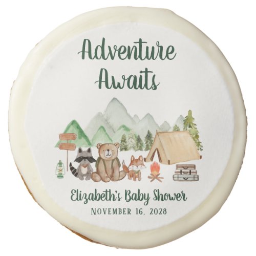 Rustic Woodland Animals Camping Baby Shower  Sugar Cookie