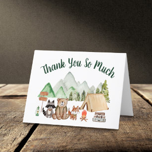 Rustic Woodland Animals Camping Baby Shower Thank You Card