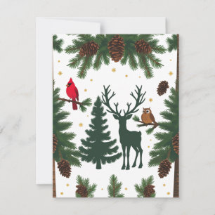 Rustic Woodland Animals Christmas Flat Holiday Card