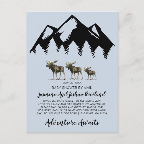 Rustic Woodland Animals Family Baby Shower Invitation Postcard