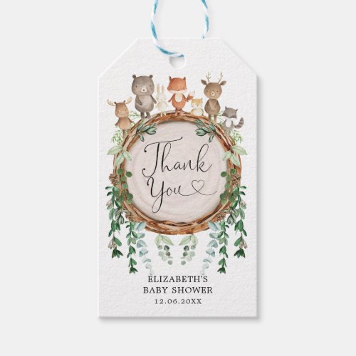 Rustic Woodland Animals Forest Baby Shower Favors Gift Tags