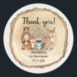 Rustic woodland animals forest friends birthday classic round sticker<br><div class="desc">For more advanced customization of this design,  simply select the "Customize It" button above!</div>