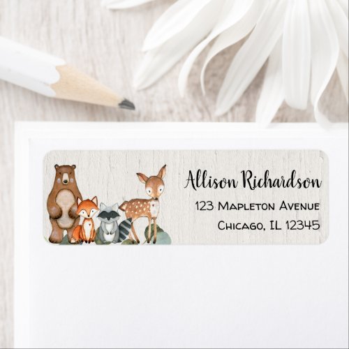 Rustic woodland animals forest friends label