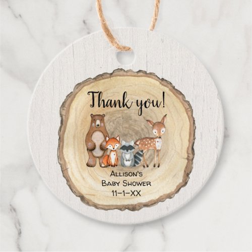 Rustic woodland animals gender neutral baby shower favor tags