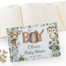 Rustic Woodland Animals Greenery Boy Baby Shower  Guest Book