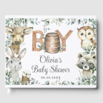 Rustic Woodland Animals Greenery Boy Baby Shower  Guest Book