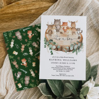 Rustic Woodland Animals Greenery Boy Baby Shower Invitation