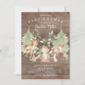 Rustic Woodland Animals Neutral Baby Shower Invitation (Front)