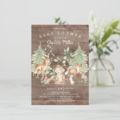 Rustic Woodland Animals Neutral Baby Shower Invitation (Standing Front)