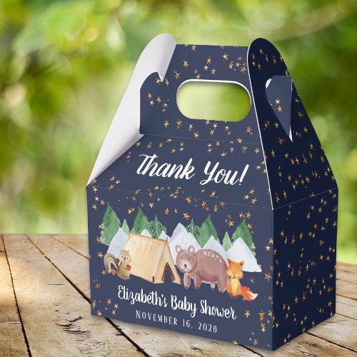 Rustic Woodland Animals Night Camping Baby Shower Favor Boxes