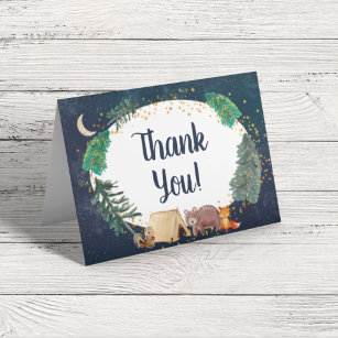 Rustic Woodland Animals Night Sky Baby Shower Thank You Card
