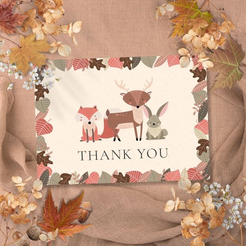 Rustic Woodland Animals Thank You Card