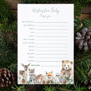 Rustic Woodland Animals Wishes for Baby Game Advice Card